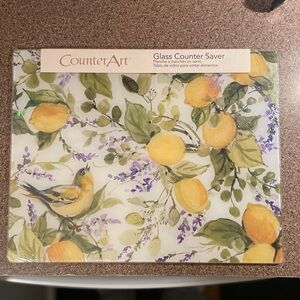 CounterArt Lemon and Bird Tempered Glass Counter Saver New